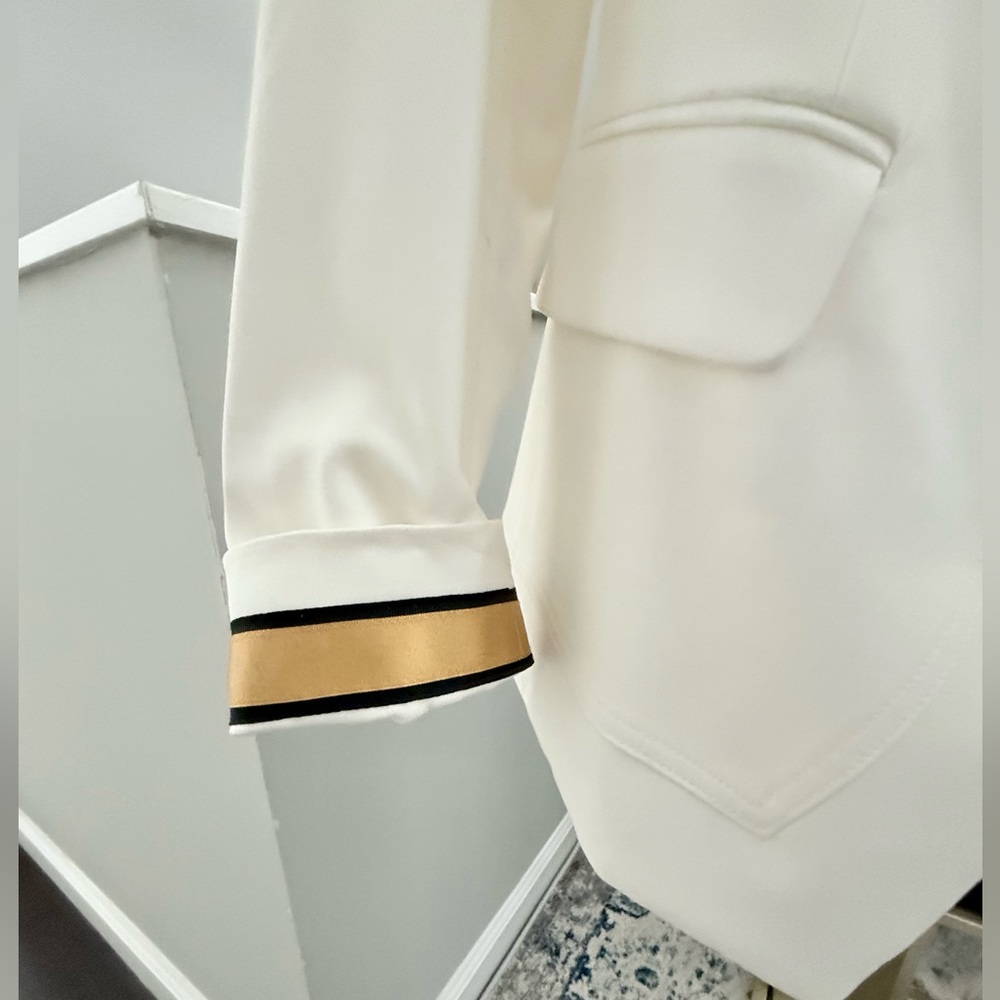 White House Black Market White/Ivory Double Breasted Blazer with Gold Trim(NWT) - Picture 7 of 9